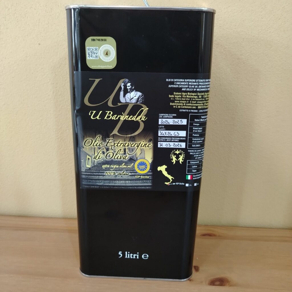 Olio extravergine di oliva IGP Sicilia 'U Barùneddu 5L